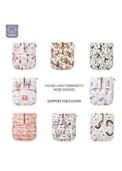 Elinfant 10pcs/set Baby Cloth Diaper Adjustable Prints Coffee Fleece Inner Waterproof Washable Pocket Diaper