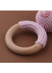 Baby Beech Wooden Teether Mobile Stroller Crib Ring DIY Crochet Rattle Bracelet Soother Infant Teething Chew Molar Toys