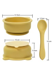 Wholesale new customized animal shaped bowl soft foldable baby spoon food grade waterproof silicone baby tableware