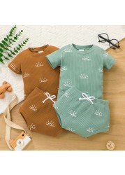 Summer Newborn Infant Baby Girls Ribbed Romper Triangle Pants Solid Color Baby Sets Toddler Outfits 0-18 Months For Baby