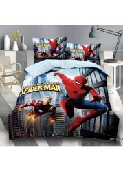 Disney Kids New Captain America The Avengers Spiderman Baby Bedding Set Twin Single Duvet Cover Pillowcase For Boys Children Gift