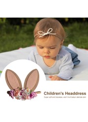 Baby Wide Bunny Ear Floral Headbands Photography Prop Lacehair Bows Bands For Babies Infant Hairbands Hair Accessories