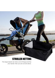 Baby Stroller Organizer Storage Bag Pram Bottom Portable Carriage Bottle Cup Holder for Buggy Hanging Black Basket Accessories