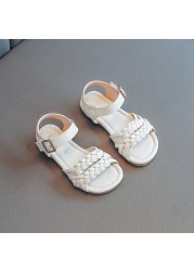 Girls sandals summer fashion weave kids beach sandals soft bottom baby girl non-slip shoes