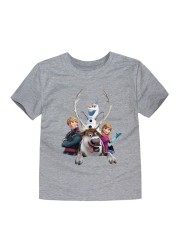 Disney Cartoon T-shirt for Boys Teens Children Summer Tops Girls Frozen Tees Anna and Elsa Cosplay T-shirt Olaf T-shirt