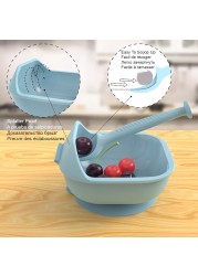 LOFCA 1 Set Baby Silicone Feeding Bowl Food Grade Liquid-Proof Suction Rotating Bowl Learning Dishes Tableware Children Plate