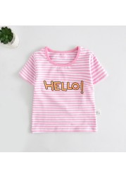 Boys and girls' short-sleeved striped cotton T-shirt, 2-7T clothes, summer 2021