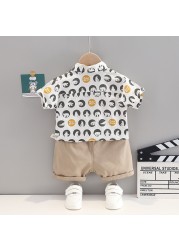 New summer baby clothes suit children boys cartoon casual shirt shorts 2pcs/sets baby costume infant clothing kids tracksuits