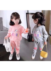 Baby Girls Clothes Sets Children Infant Fashion Cute Unicorn Love Print Outfits New Spring Autumn Toddler Sweatshirt + Pants 2pcs