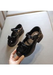 Bow-knot Girls School Leather Shoes Spring Autumn Kids Baby Girls Shoes Bow Children Performance Shoes Soft-soled Single Shoes