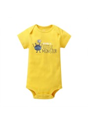 Cartoon Monster Baby Newborn Clothes Newborn Baby Clothes Short Sleeve Cotton Onesex Unisex Bodysuit 2021 5pcs/set