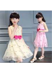 2022 Summer Children's Chiffon Dresses High Quality Lace Princess Dress Children Evening Wear Baby Girl Dress 4 6 8 9 10 12 Years