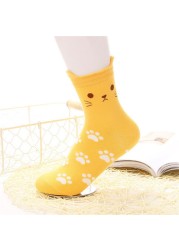 Cartoon cute cat kids socks candy color socks boys girl cotton sock wholesale children accessories newborn