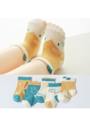 5 Pairs Infant Socks Spring Autumn New Cute Cartoon Cotton Socks Breathable Loose Lace Kids Socks Toddler Girl Autumn Clothes 2022