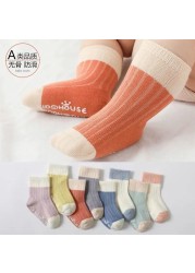 4 Pairs Cotton Baby Socks Cotton Socks Baby Boys Girls Cute Lovely Anti-Slip Socks Toddler Kids Fashion Soft Socks Autumn