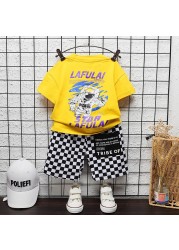 New Summer Children Clothes Baby Boys Girls Outfits Cartoon Cotton T-shirt 2pcs/sets Infant Kids Trend Toddler Tracksuits