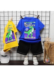 New summer baby clothes suit children boys girls dinosaur cotton T-shirt shorts 2pcs/sets baby casual outfit kids tracksuits