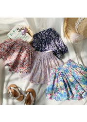 Korean children's floral shorts 2022 summer baby pant skirt fashion versatile children clothes kids clothing 90-140