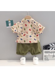 New Summer Baby Clothes Suit Children Boys Fashion Printed Shirt Shorts 2Pcs/Sets Toddler Casual Cotton Costume Kids Sportswear