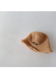 MILANCEL 2022 spring new children's breathable girls hat Korean boys straw hat letter embroidery children's hat