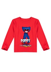 Casey Messi Houji Wai T-shirt Kids Costumes Scary Poppy Poppy Clothes for Boys Play Long Sleeve Clothes for Girls Casual T-shirts Harajuku