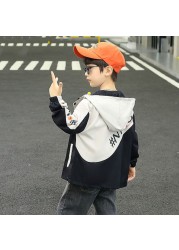 Spring autumn polyester jacket for boy new 2022 Korean version trendy cool fashion hooded windbreaker casual children's clothing