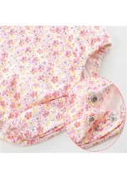 LAUDKA 0-24M Newborn Baby Girls Clothes Summer Princess Print Cotton Hoodies Baby Jumpsuit Fashion Girls Clothes