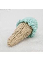 1pc DIY Crochet Ice Cream Rattle Toy Baby Teether Infant Teething Nursing Knitting Rattle Educational Montessori Toy