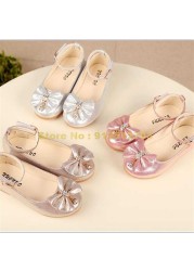 New Autumn Girls Leather Children Girls Toddler Princess Bowknot Sneakers Pearl Diamond Single Kids Dance Shoes