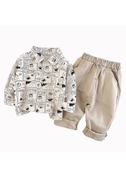 2022 spring autumn children boys 2pcs clothing set cartoon graffiti cotton t-shirts casual cargo pants baby boys clothes suit