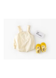 2022 summer baby bodysuits infant girls sleeveless one-piece baby towel bear embroidery newborn overalls boys cotton clothes