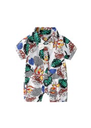 baby boy summer laundry baby sets for newborn hawaiian beach boy floral shirt short sleeve khaki crawling suit romper