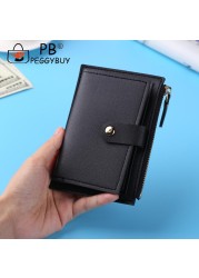 Fashion Women Solid Color Multi Slot Credit Card Holder Portable PU Leather Mini Coin Purse Multifunction Zipper Wallet