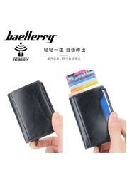 Men Slim Wallet PU Leather ID Card Holder RFID Anti-theft Smart Wallet Aluminum Alloy Credit Card Holder Mini Wallet for Women