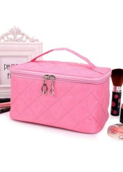 Women Travel Cosmetic Bags Diamond Lattice Zipper Men Makeup Bags Organizer Beauty Cosmetic Bag Bath Wash Make Up Kits