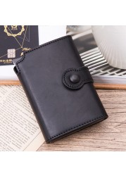 Card Holder with RFID Button for Men, Card Holder with Wallet Black, Metal, Aluminum, Auto Pop Up, Wallet Black