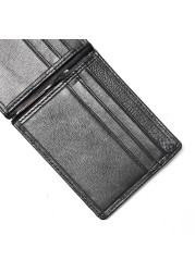 Male Card Holder Genuine Woven Leather Fashion Design Slim Wallet Front Pocket Money Clip Small Wallet for Men Women Luxury Brand