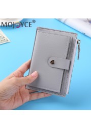 Fashion Women Solid Color Multi Slot Credit Card Holder Portable PU Leather Mini Coin Purse Multifunction Zipper Wallet