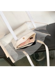 Spring Summer Transparent PVC Fashion Women Shoulder Shopping Bags Composite Handbags Solid Casual Large Capacity Ladies Handbags