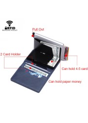 DIENQI - Genuine Leather Rfid Card Holder for Men and Women, Metal Credit Card Case