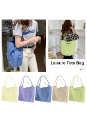 Fashion ladies shoulder bags canvas embroidery letters pure color large capacity shopping bags travel bag