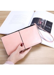 New Fashion Women Office Lady PU Leather Long Wallet Clutch Zipper Business Bag Wallet Card Holder Large Capacity Wallet