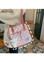 Women Nylon Checkered Shoulder Bag Female Luxury Travel Small Top Handle Bag Large Dumplings Bags Fashion Decor