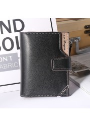 New Korean casual men's wallet short vertical locomotive British casual multi-function card bag zipper buckle triangle folding