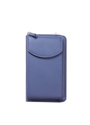 PU Leather Zipper Portable Phone Storage Long Wallet Women Purse Fashion Card Slots Carteras With Adjustable Strap Crossbody