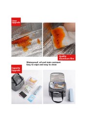 Insulated Storage Lunch Bag Thicken Picnic Fashion Wear Resistant Unisex Pouch Oxford Cloth Carry With Dinner Handle Zipper