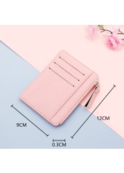 1pcs Small ID Card Holders Business Credit Card Holder PU Leather Slim Bank Card Case Organizer Fashion Zipper Unisex Wallet