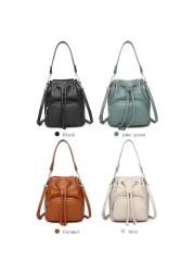 Fashion Bucket Bag Genuine Leather Women Shoulder Bag 2022 Simple Casual Luxury Crossbody Bag Designer Lady Summer Clutch Bag