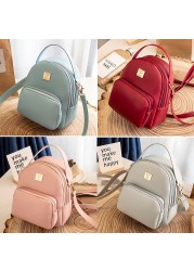 Ladies Backpack Luxury Pu Pikawai Cute and Elegant Girls School Bag Simple Pure Color Backpack Mochila