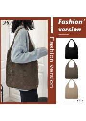 Lazy wind bags woven sweater shoulder bags large capacity shopping bags for women outdoor travel shopping gift